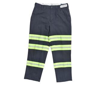 Cintas Men's Gray Polyester Chino Pants, Size 30x26 Reflective Work Hi Vis work